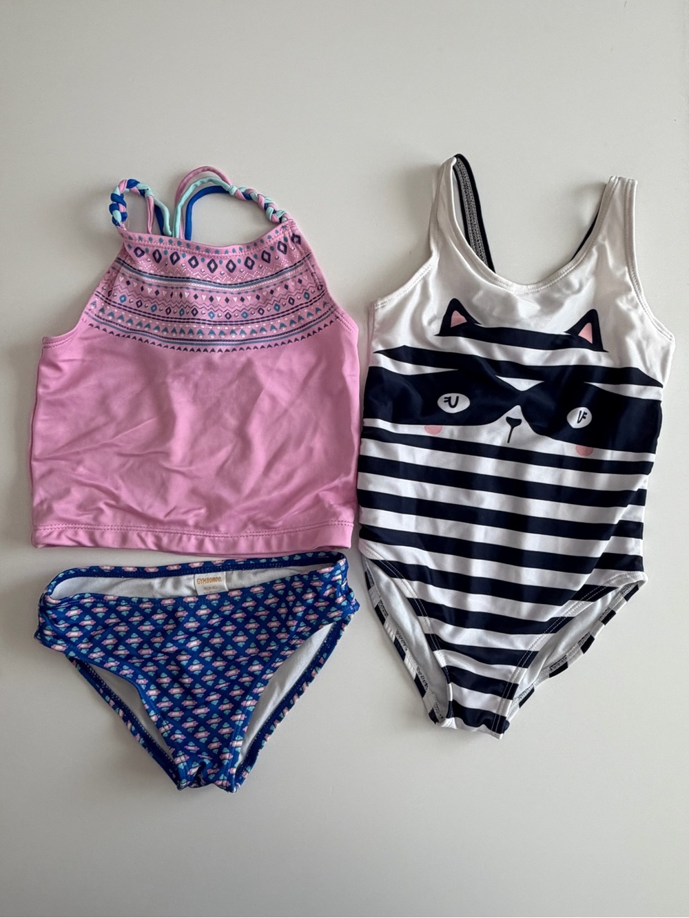 Gymboree Girls Size 5T & Small 5-6 Swim Bundle EUC. One piece & Two Piece.